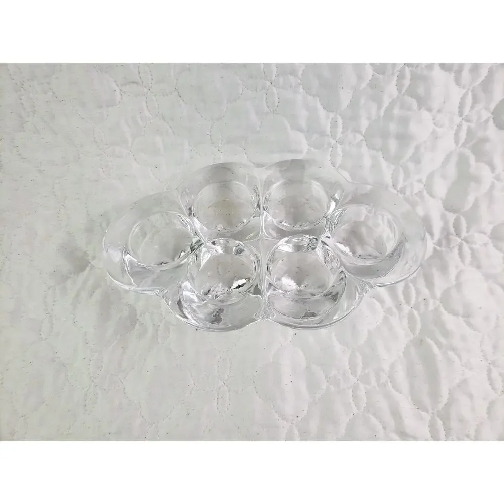 Vintage Villeroy & Boch Crystal 6 Votive Candle Holder Coned Foot Base Lot of 2